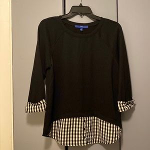 Apt 9 Black Top with Checked Blousing